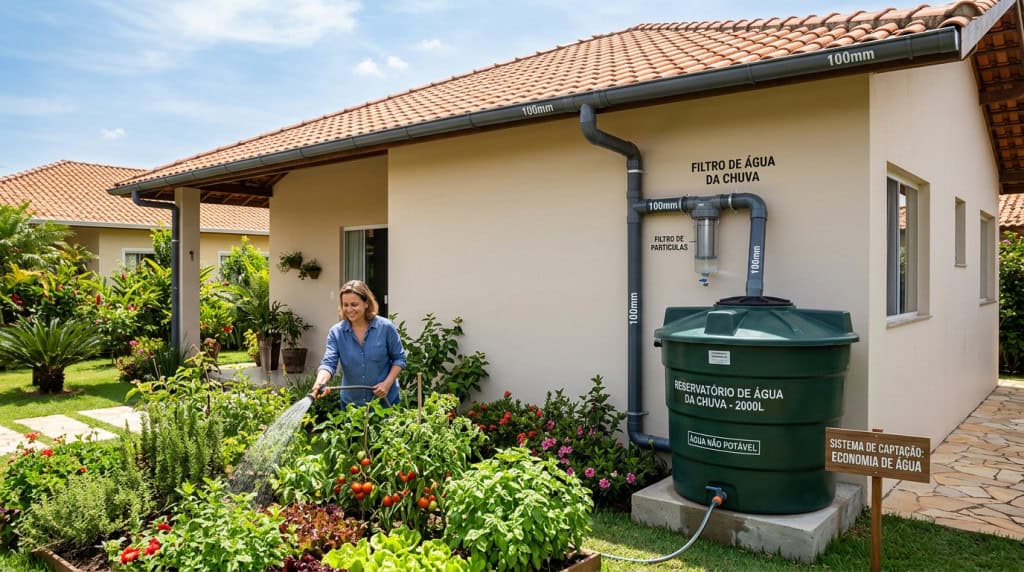 Este sistema eficiente de captação de água da chuva economiza até 50% da conta por apenas R$ 800