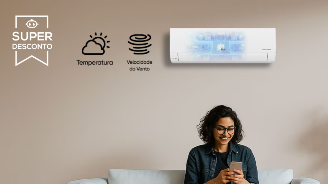 Ar-condicionado LG Dual Inverter 18.000 BTUs tem 38% no Mês do Consumidor Magalu