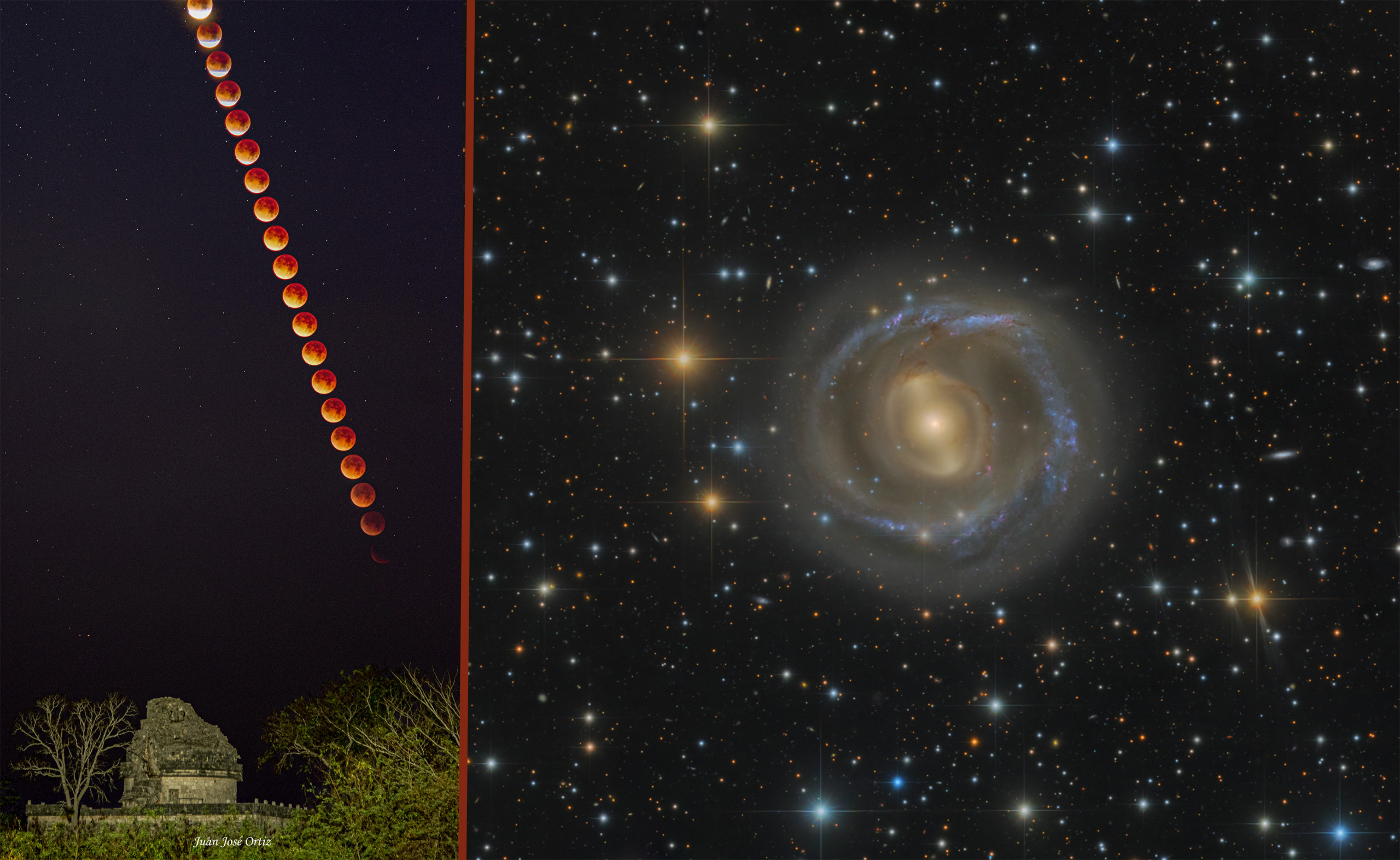 Eclipse Lunar e Galáxia Espiral nas Imagens Astronômicas da Semana