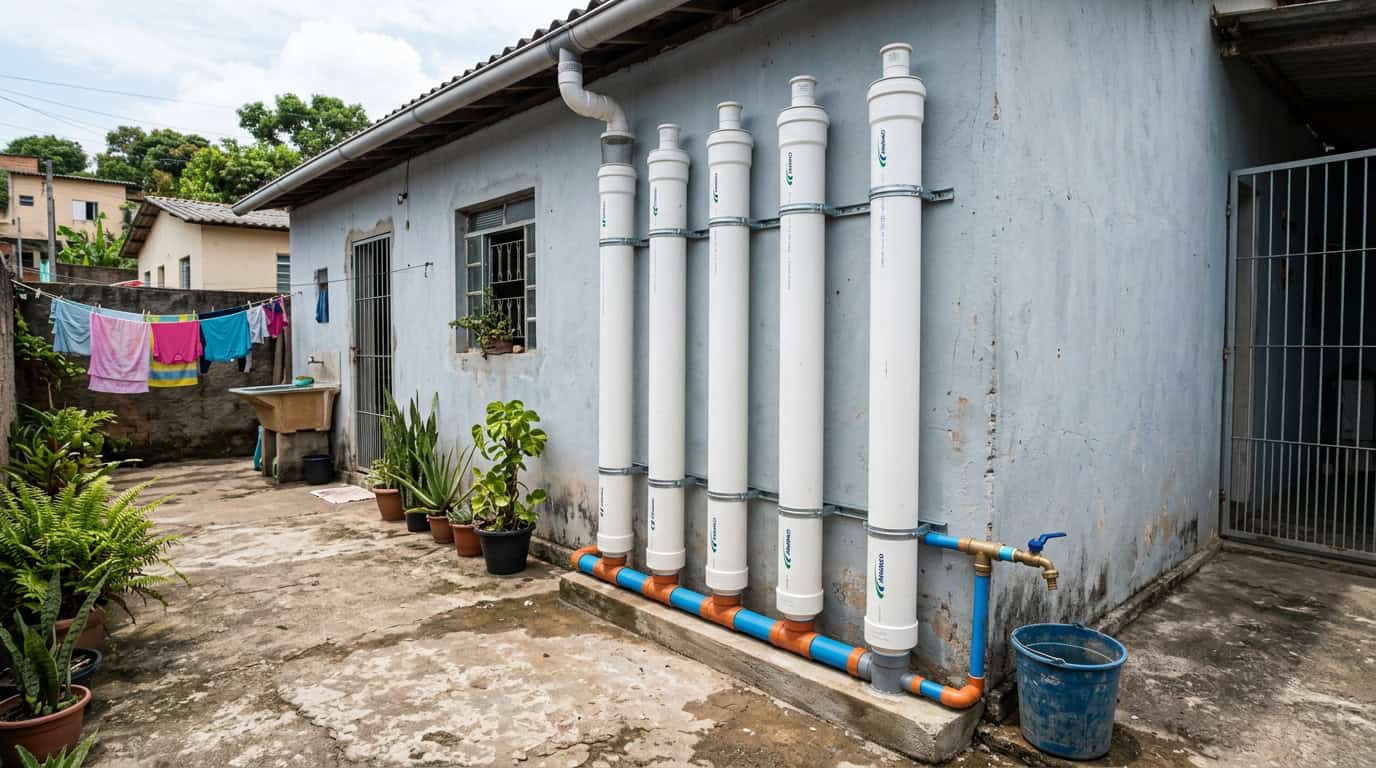 Sistema de cisterna vertical caseira com tubos PVC armazena 3.000 litros e custa menos de R$ 1.200
