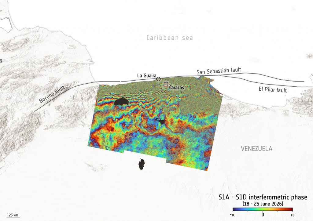 Satélite revela deformação de 30 cm no solo após terremotos na Venezuela