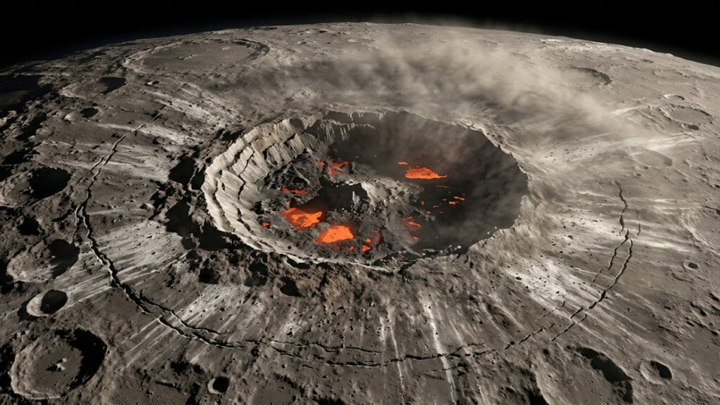 Um asteroide com 260 km de diâmetro colidiu com a Lua a uma velocidade de 13 quilômetros por segundo: pesquisadores acreditam que esse impacto deu origem à bacia Polo Sul-Aitken